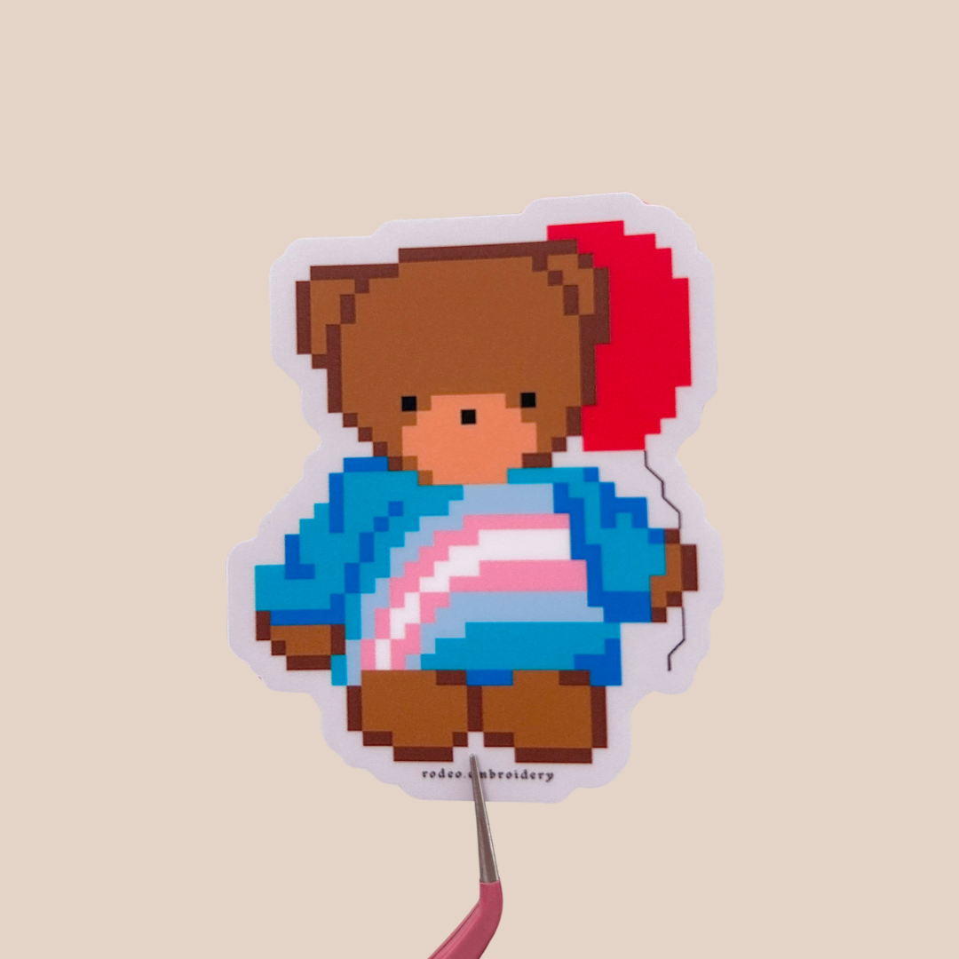 Transgender Pride Teddy - Matte Vinyl Sticker
