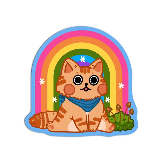 Kawaii Rainbow Dazed Cat Vinyl Waterproof Stickers