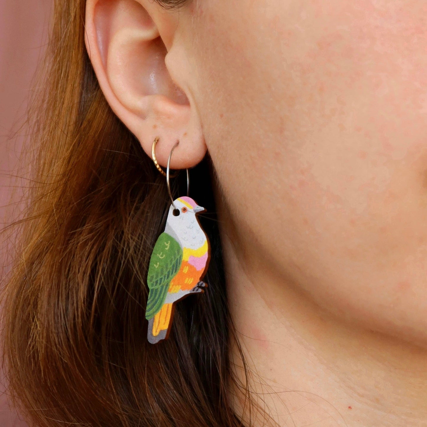 Fruit Dove Bird Earrings