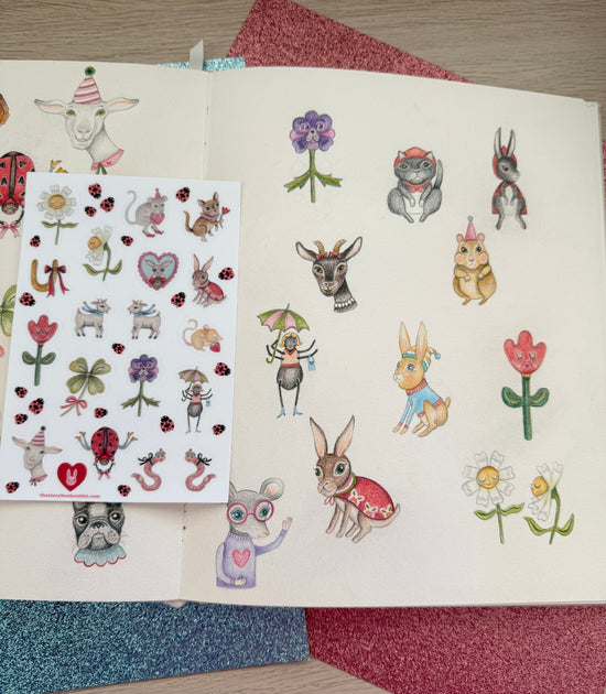 SBR Illustrated Mini Sticker Sheet - Lucky Little Garden Friends