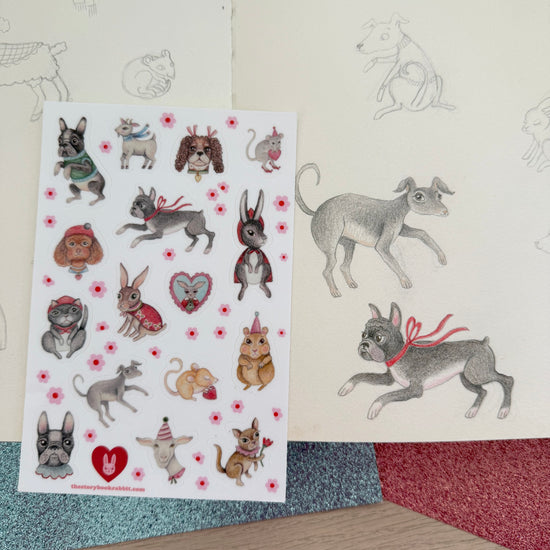 SBR Illustrated Mini Sticker Sheet - Petite Pets