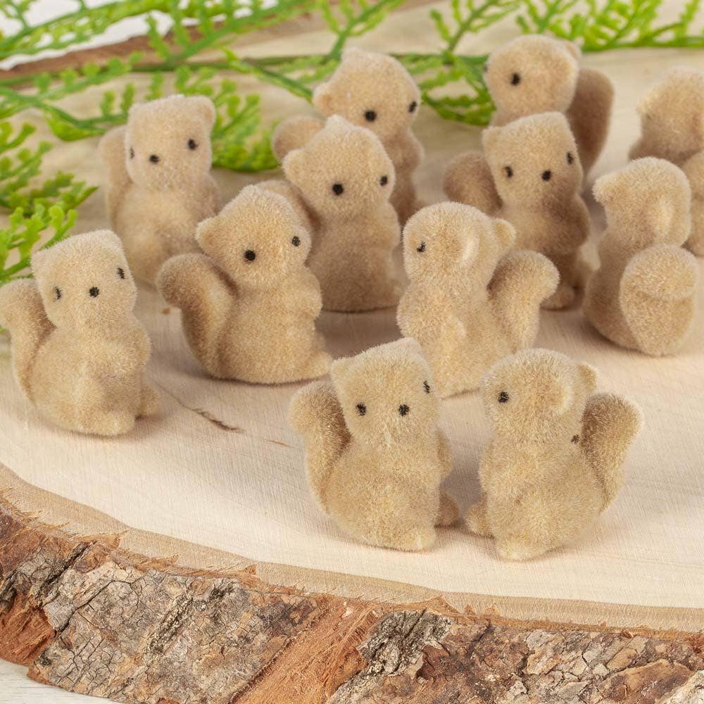 1" Miniature Flocked Squirrels