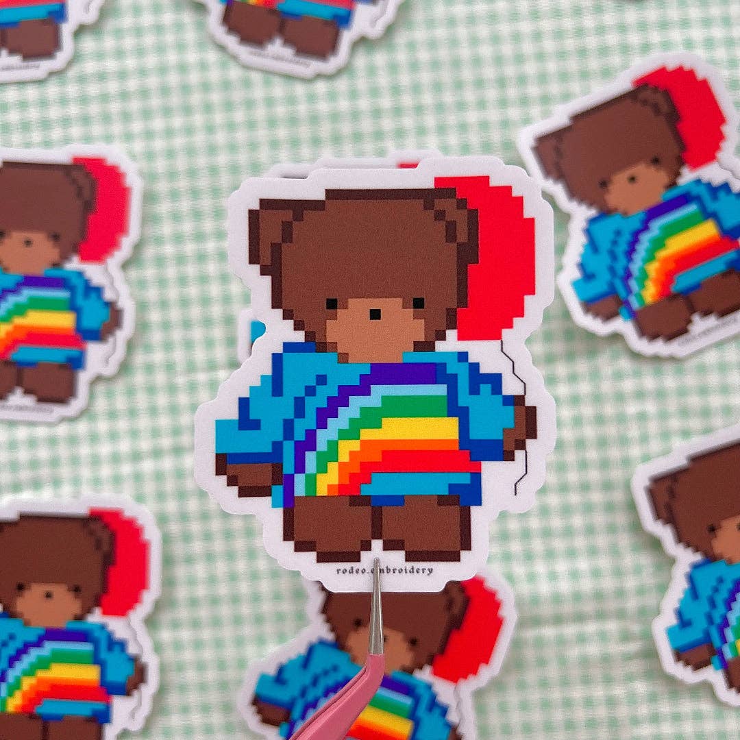 Rainbow Pride Teddy - Matte Vinyl Sticker