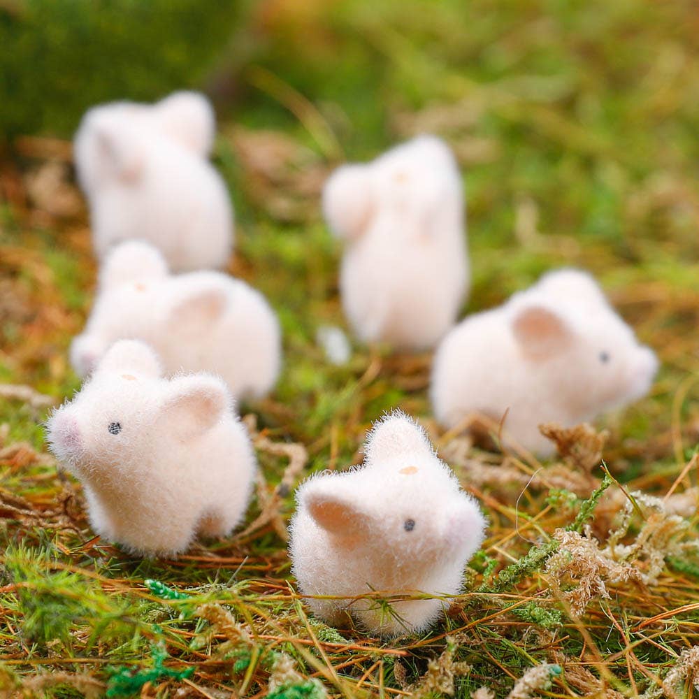 Flocked Mini Baby Pigs