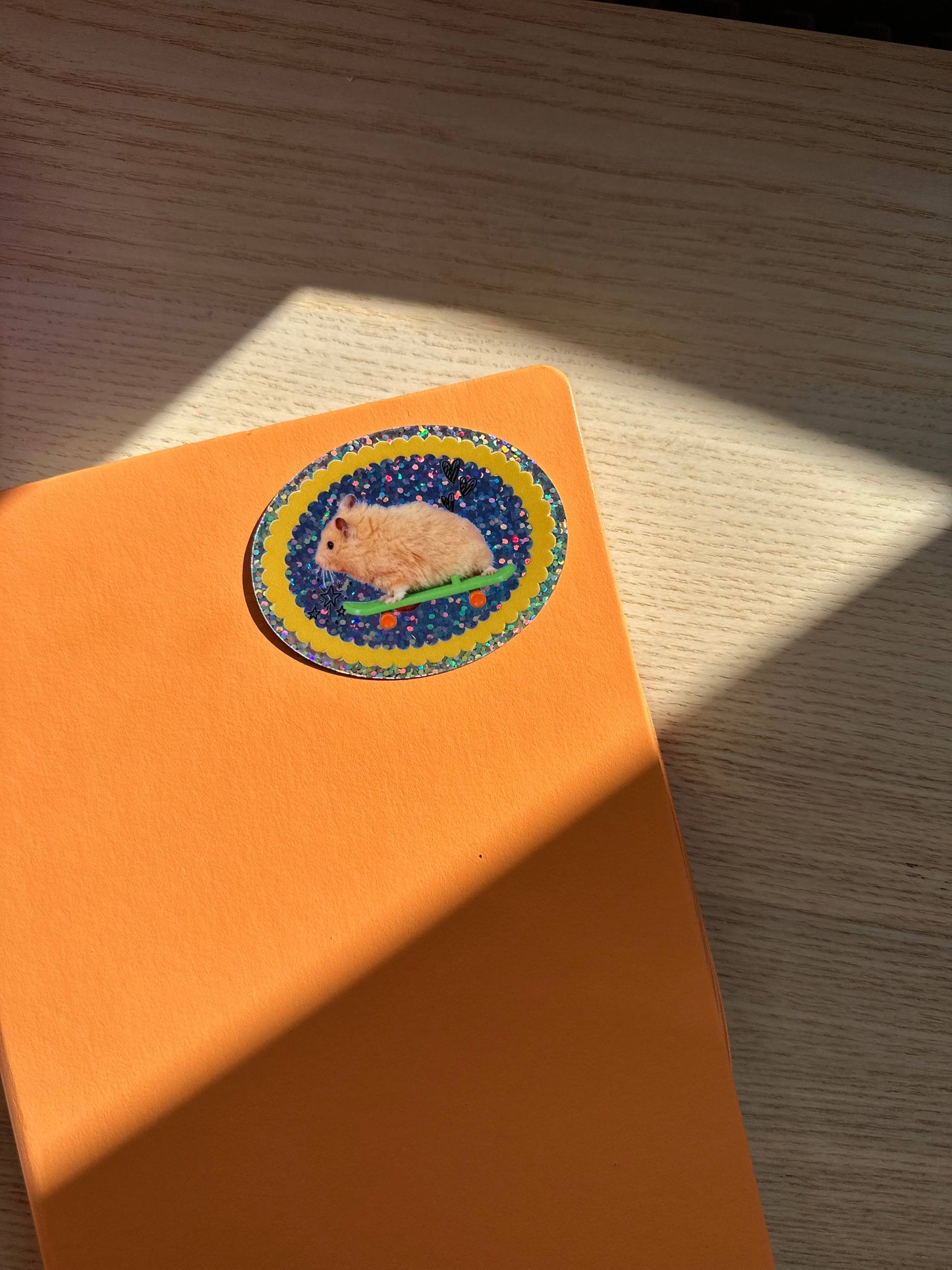 Skateboard Hamster Glitter Vinyl Sticker