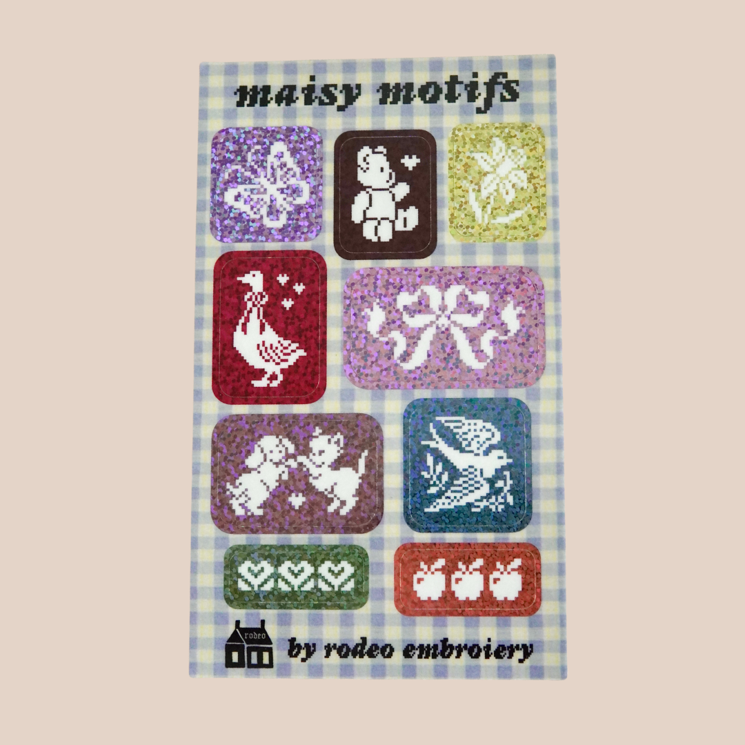 Maisy Motifs ~ Glitter Vinyl Sticker Sheet