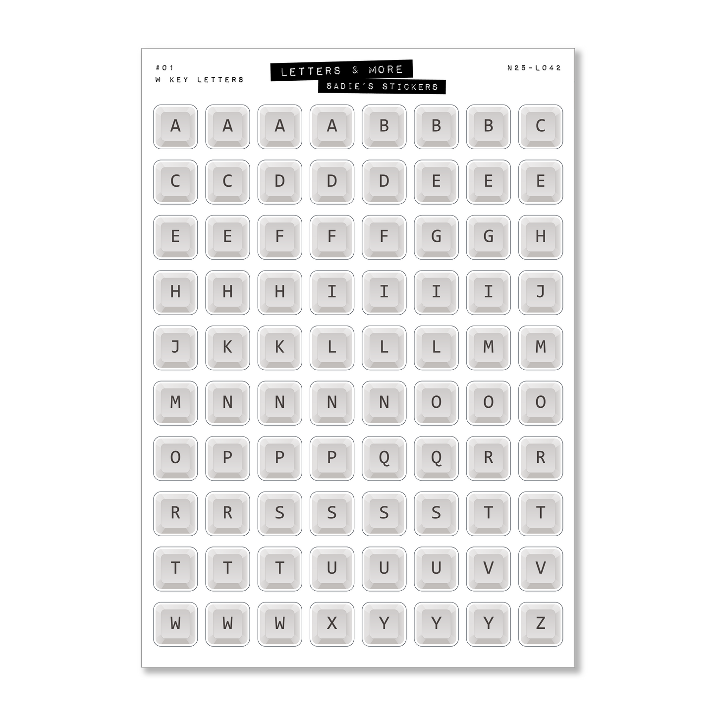 White Keyboard Letters • Letters & More Sticker Sheet