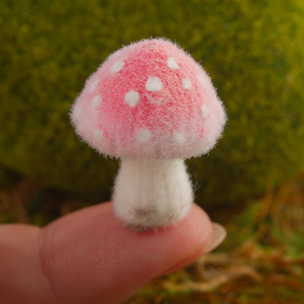 1" Miniature Flocked Mushrooms