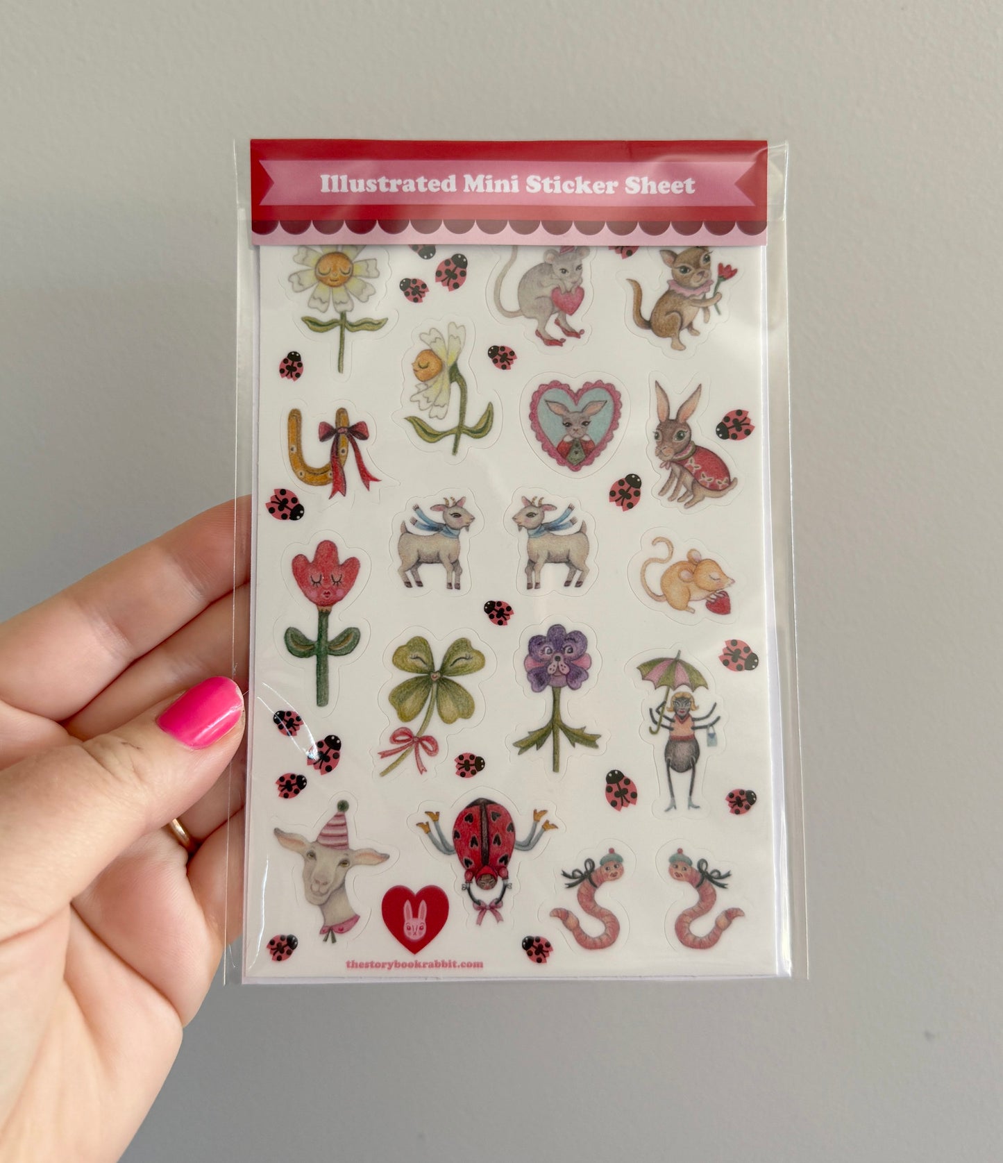 SBR Illustrated Mini Sticker Sheet - Lucky Little Garden Friends