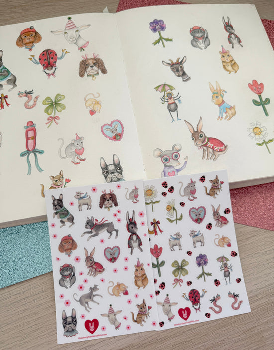 SBR Illustrated Mini Sticker Sheet - Petite Pets