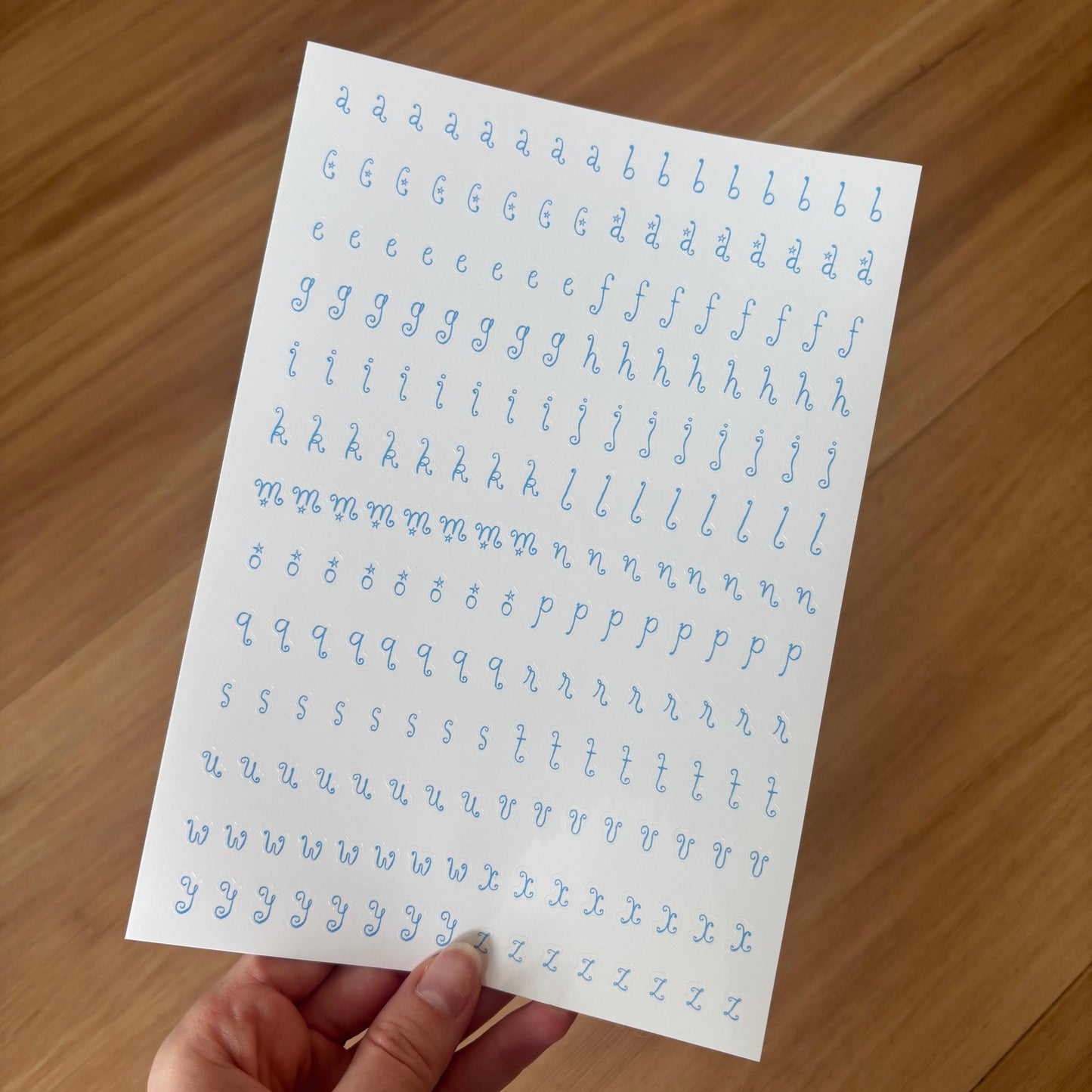 Blue Swirly Letter Sticker Sheet