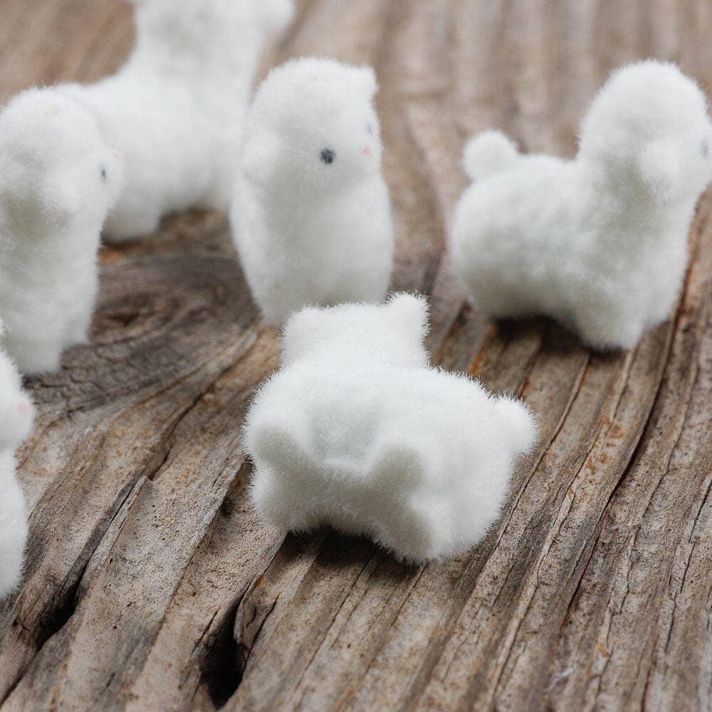 Flocked White Mini Baby Lamb Sheep