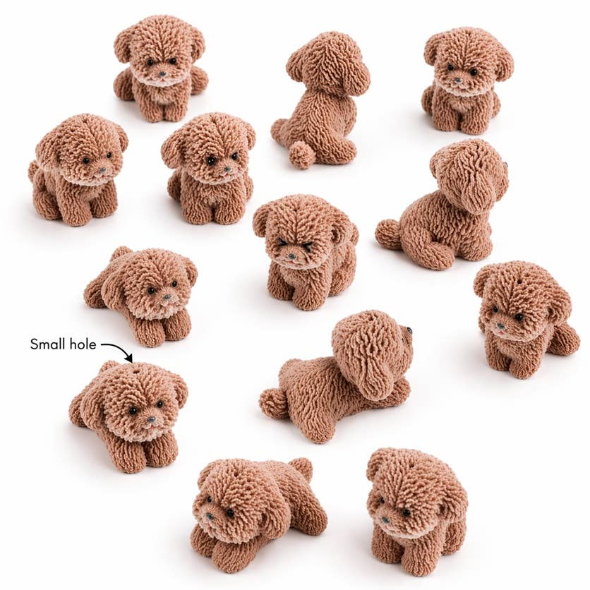 Flocked Brown Mini Baby Puppy Dogs