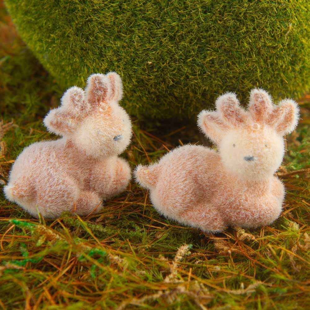 Miniature Flocked Baby Reindeer