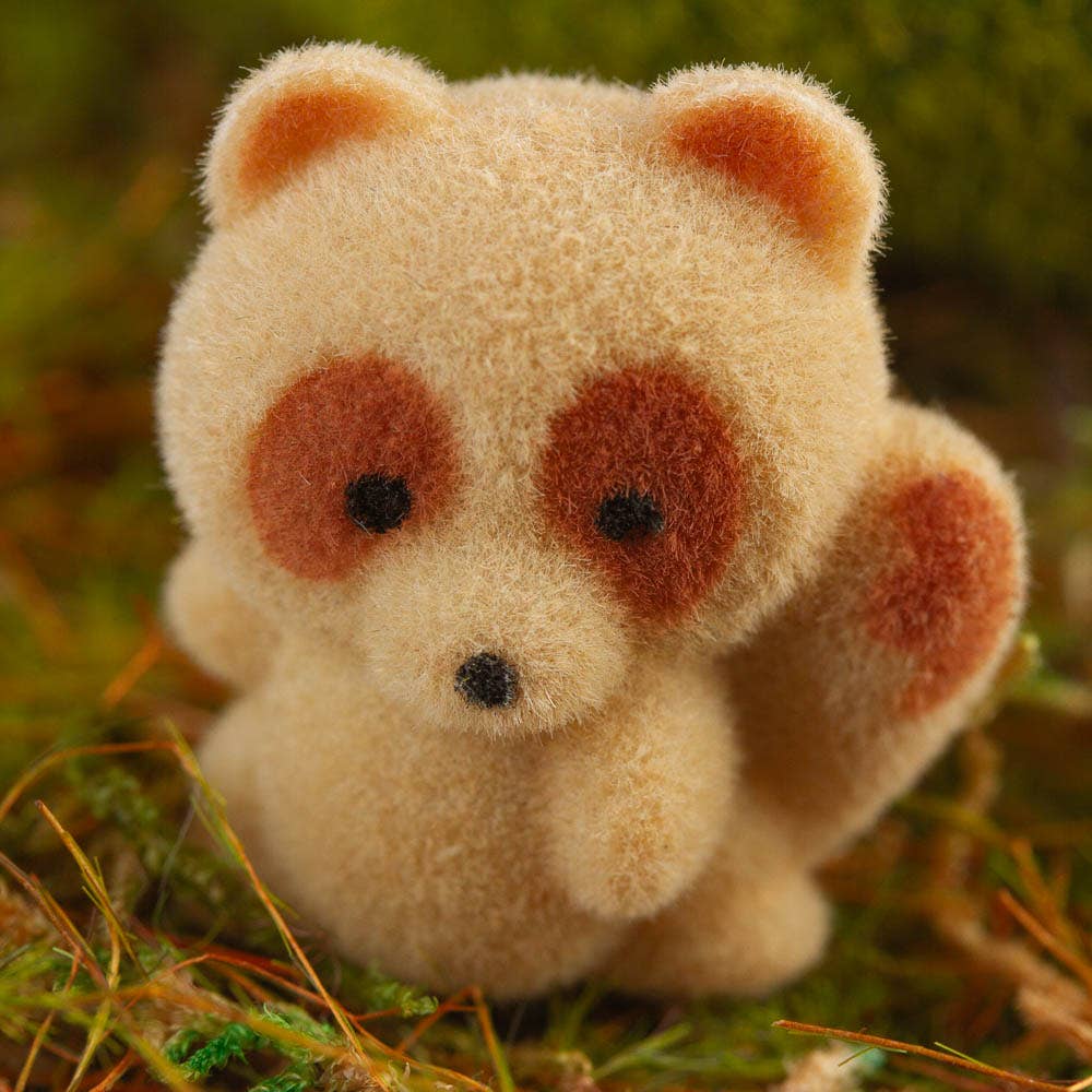 Miniature Flocked Baby Foxes