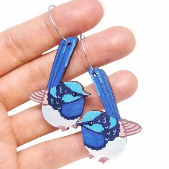 Blue Wren Australian Bird Earrings