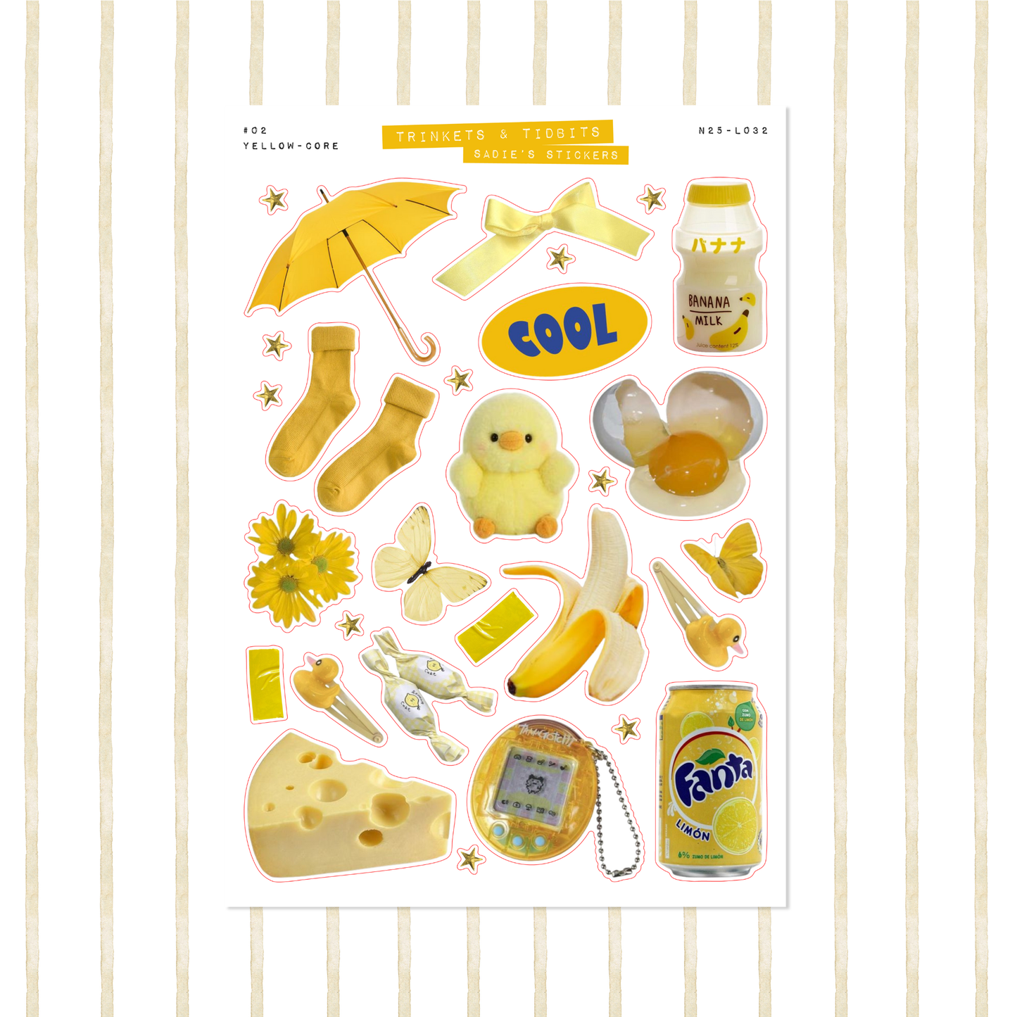 Yellow-Core Aesthetic • Trinkets & Tidbits Sticker Sheet – made590