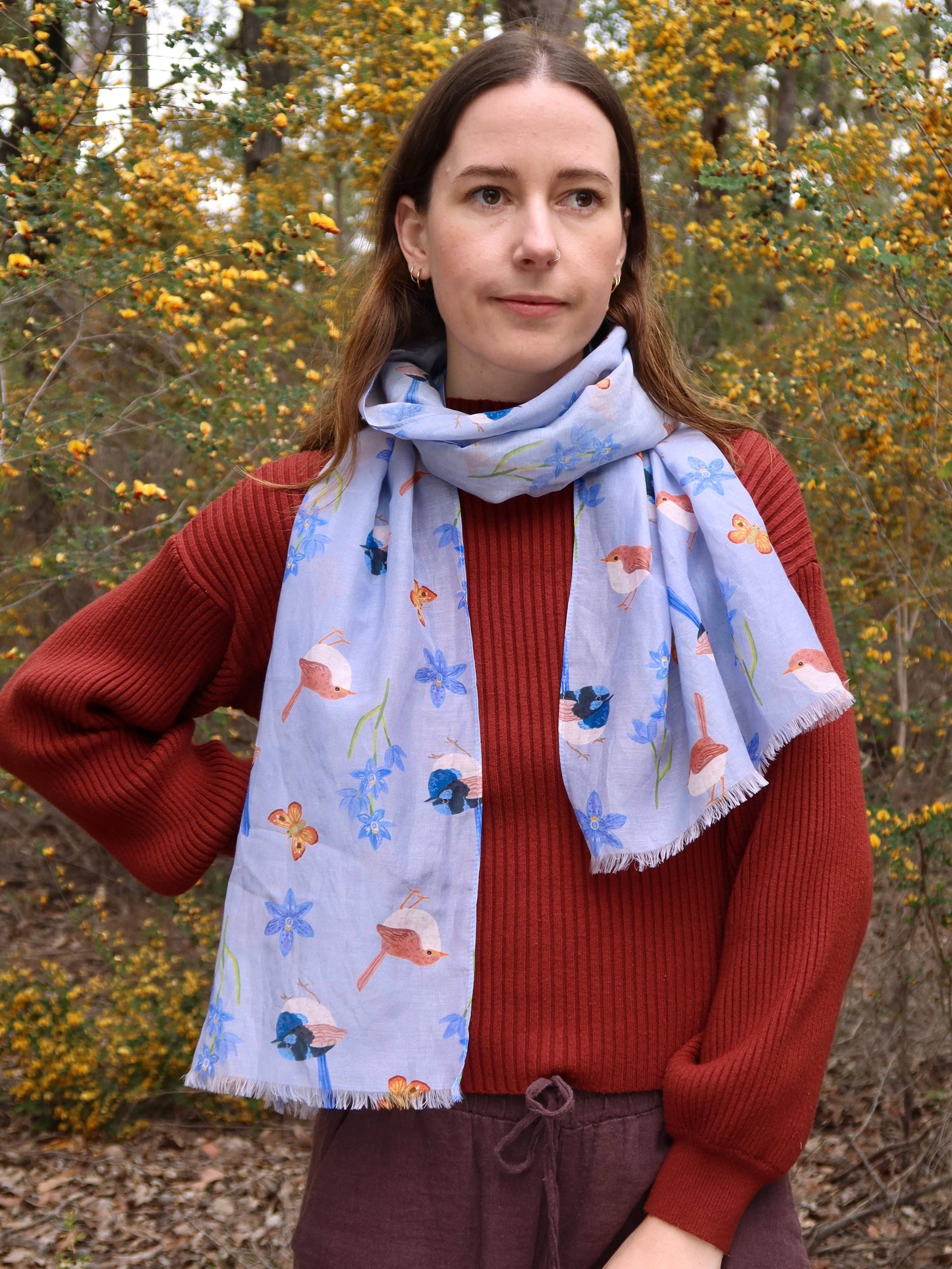 Fairy Wren Australian Silk/Cotton Scarf