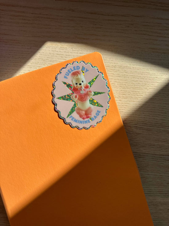 Fueled By Feminine Rage Poodle Vinyl Glitter Sticker 