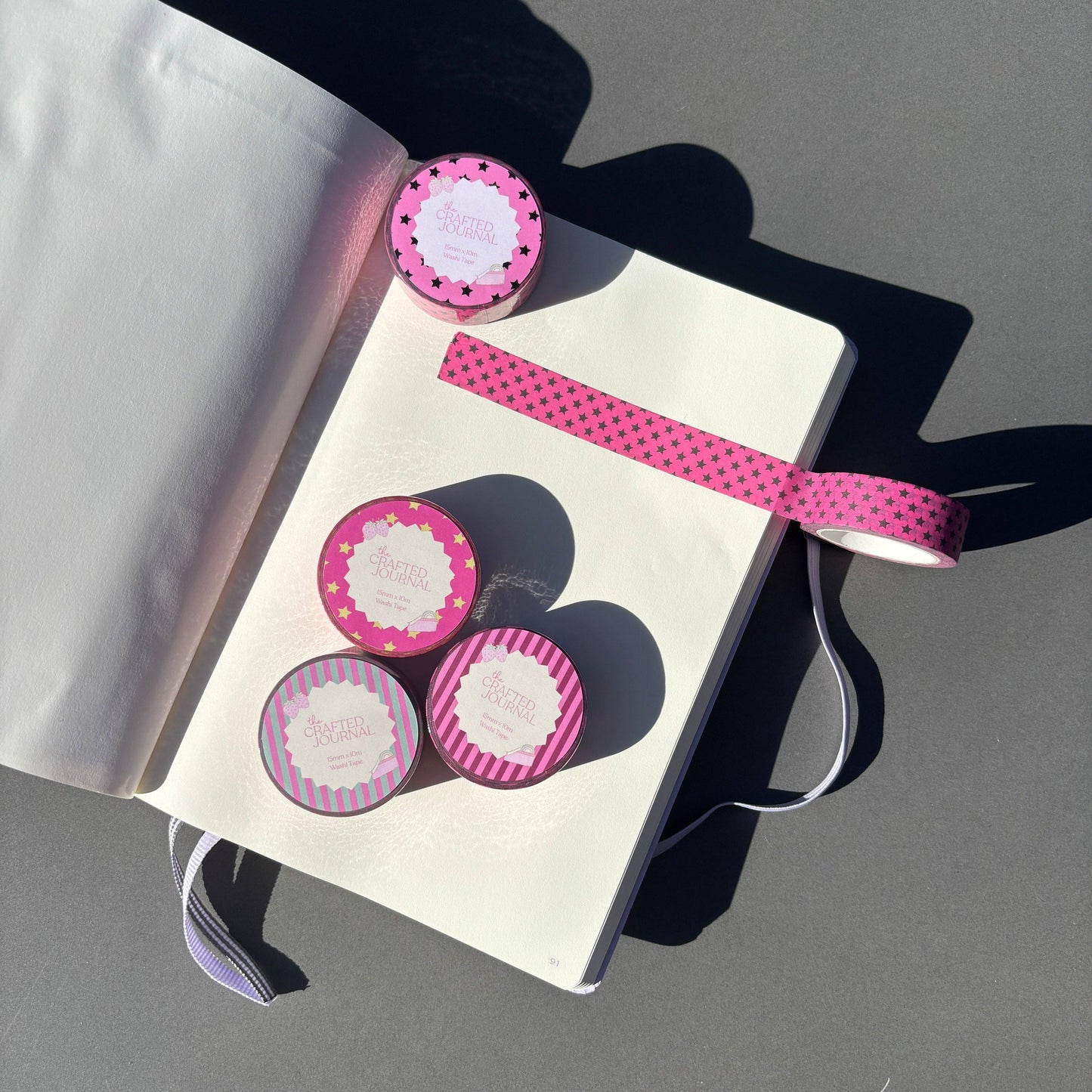 Pink and Black Star Washi Tape