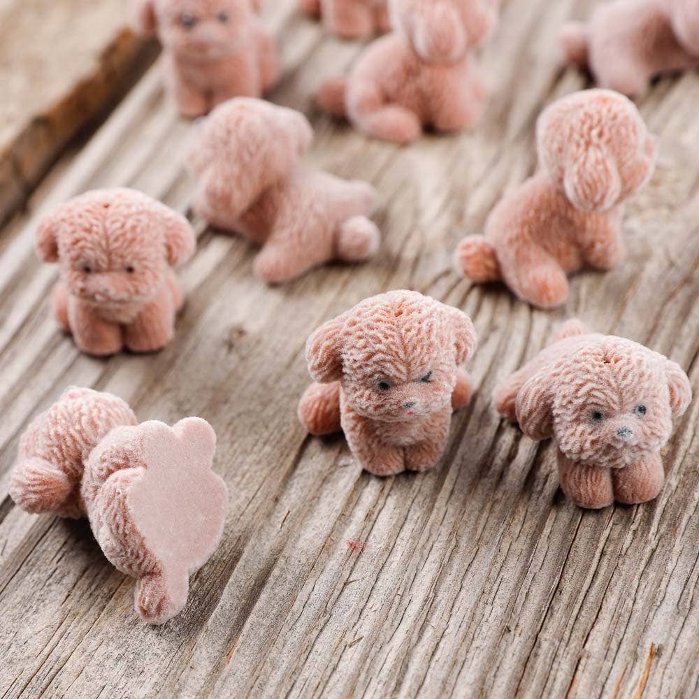 Flocked Brown Mini Baby Puppy Dogs