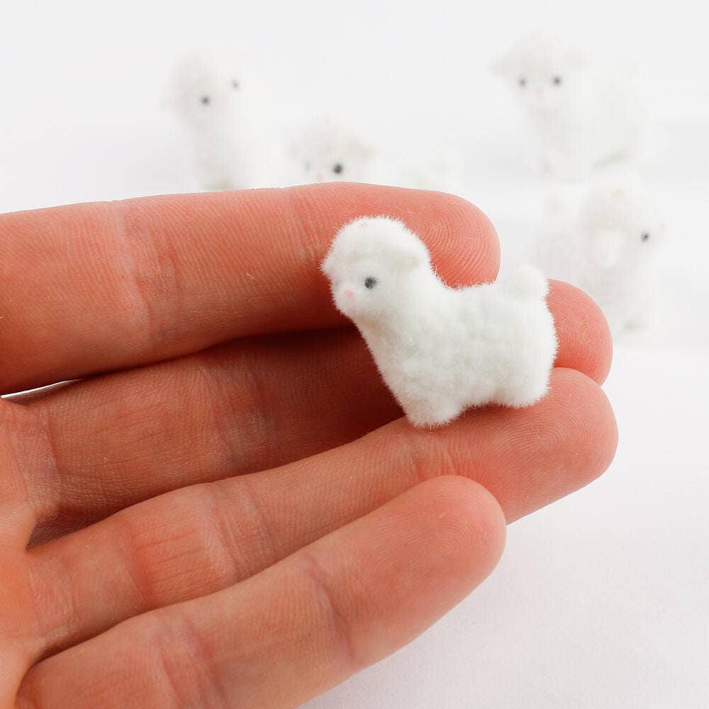 Flocked White Mini Baby Lamb Sheep