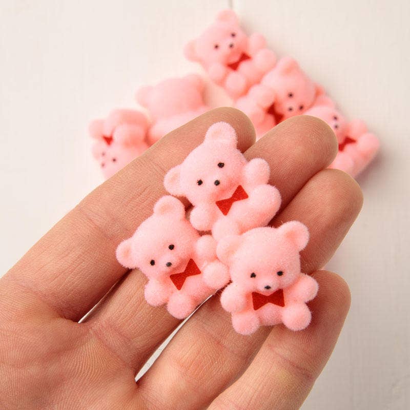 Miniature Pink Flocked Teddy Bear