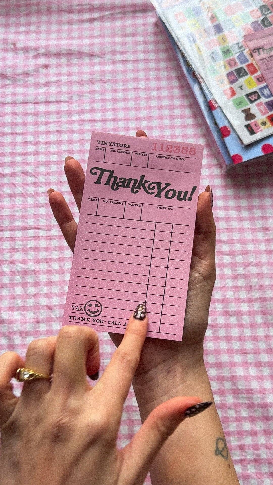 TINY STORE Signature Pink 'Thank You' Notepad