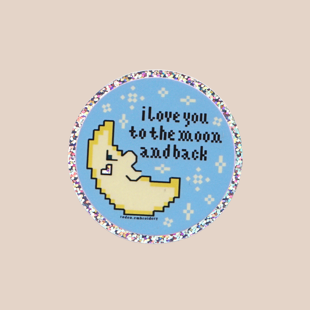 Moon and Back - Glitter Vinyl Sticker