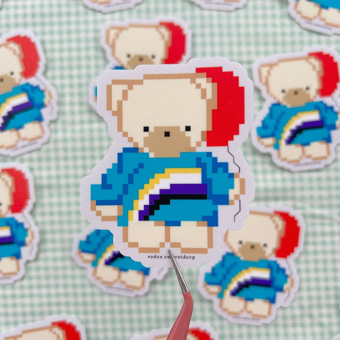 Nonbinary Pride Teddy - Matte Vinyl Sticker