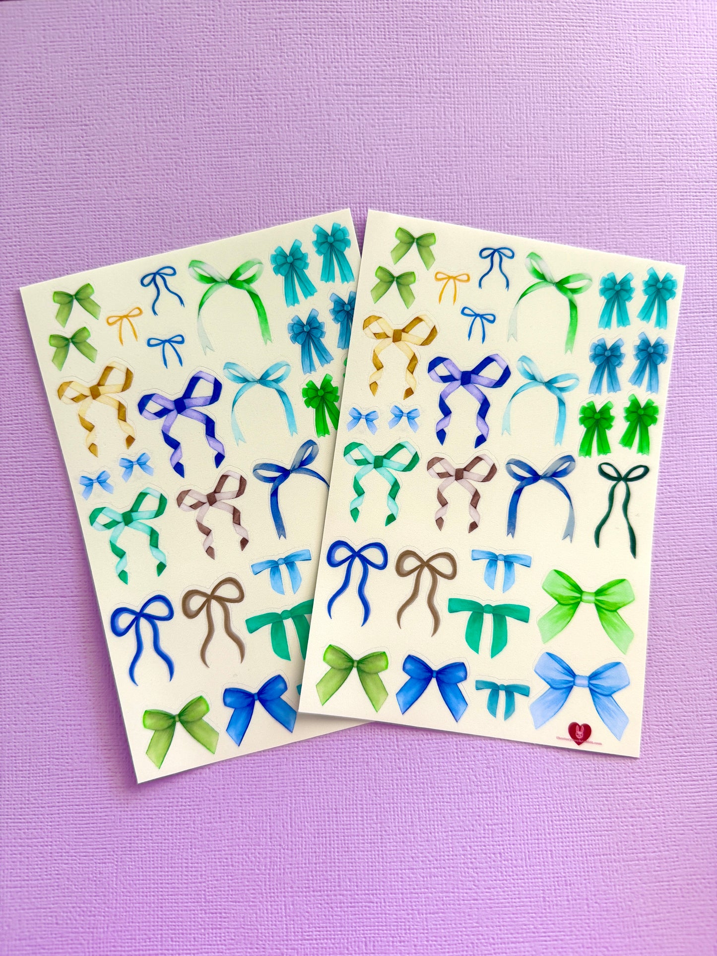 SBR Watercolour Bows Stickers- Blues