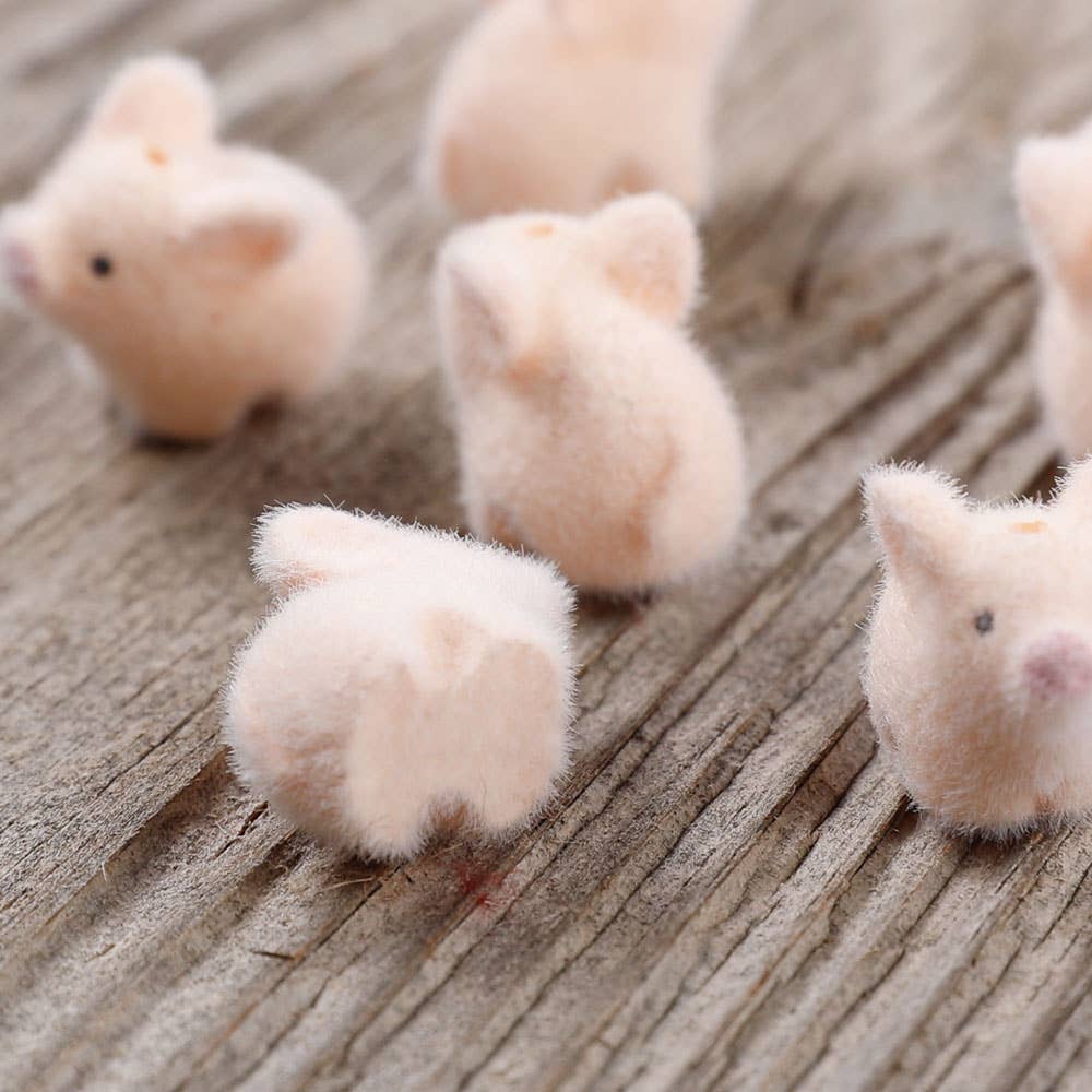 Flocked Mini Baby Pigs