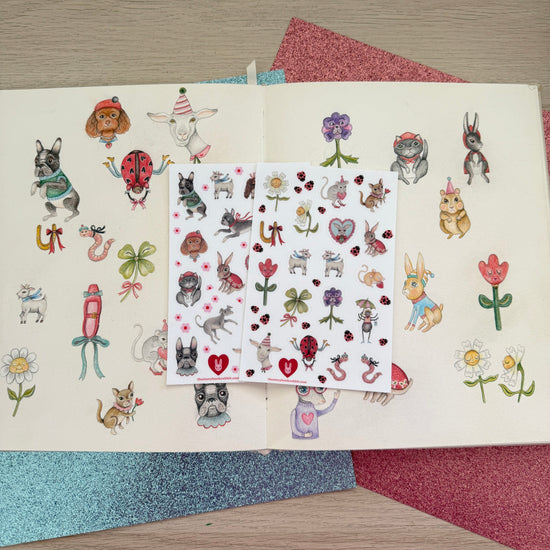 SBR Illustrated Mini Sticker Sheet - Lucky Little Garden Friends