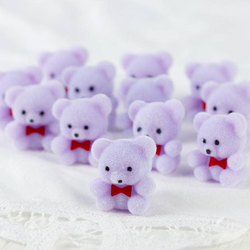 Miniature Lavender Flocked Teddy Bear