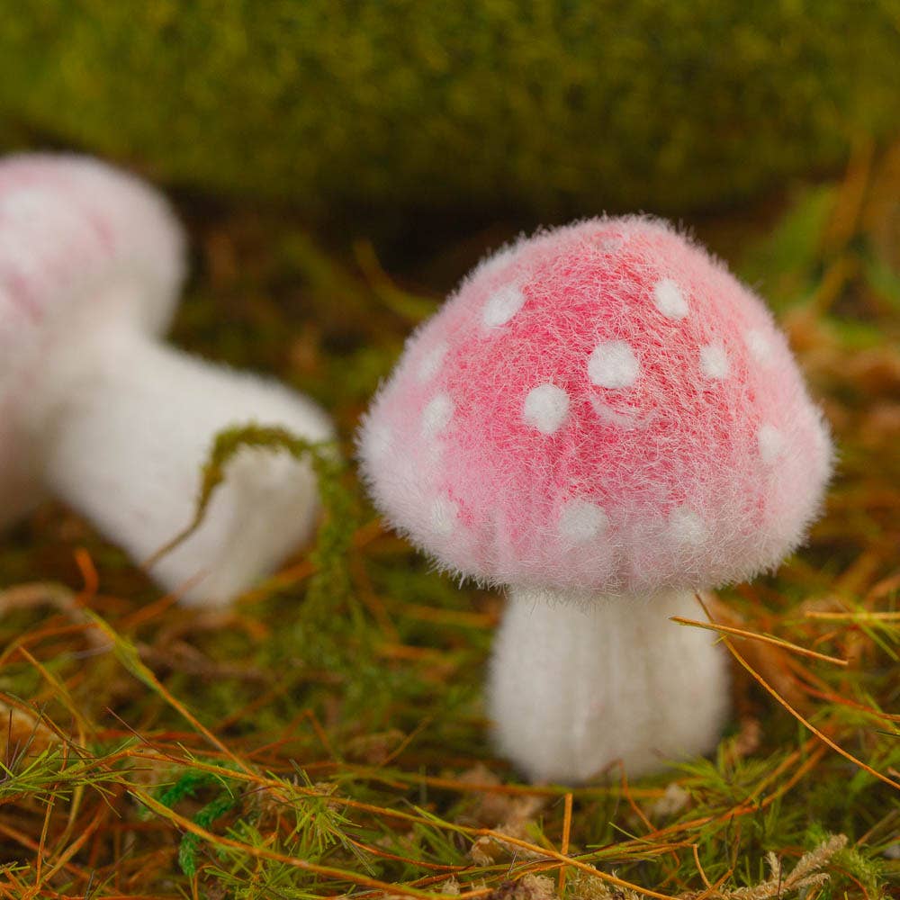 1" Miniature Flocked Mushrooms