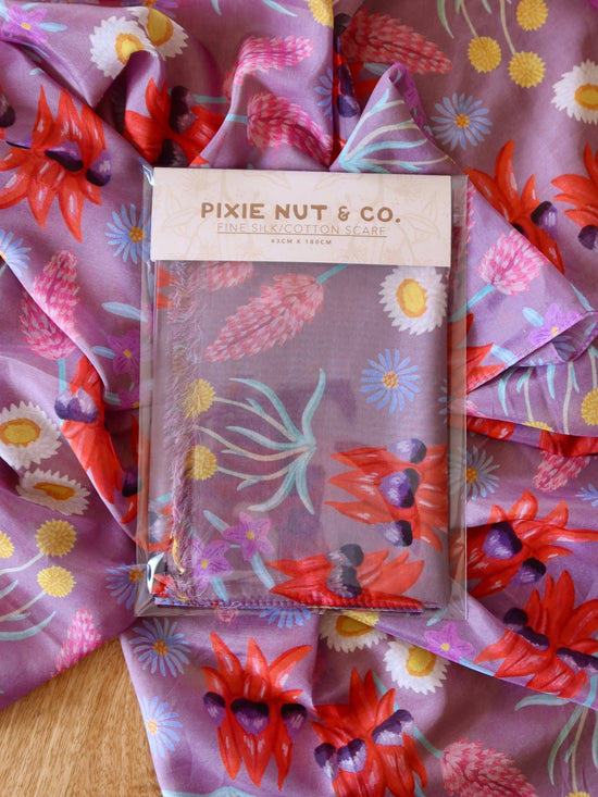 Australian Wildflower Silk/Cotton Scarf