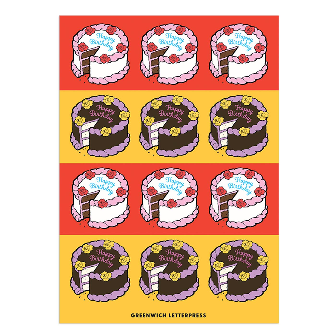 Birthday Cake Sticker Sheet – Cute & Retro Die-Cut Cakes
