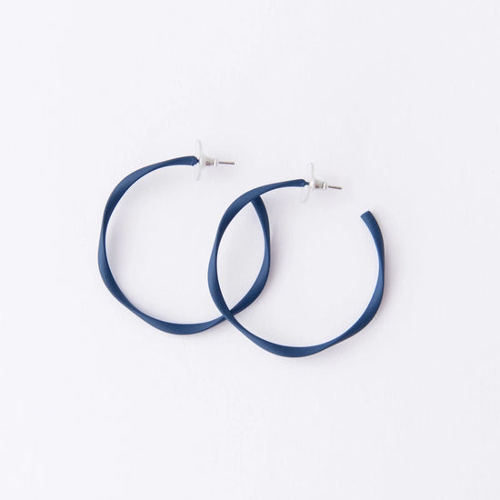 Twisted Hoop Earring Large Navy