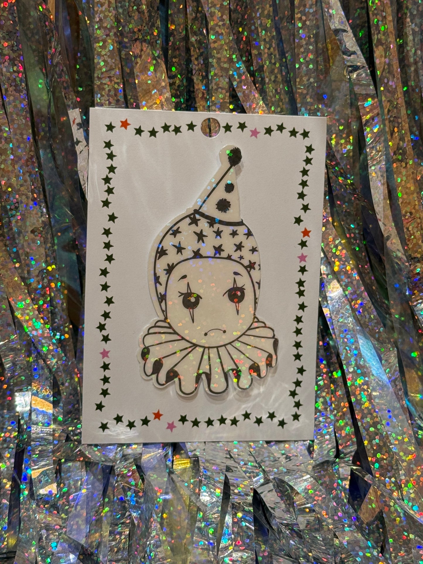 Sad Clown Holographic Sticker