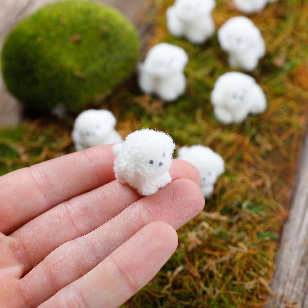 Flocked White Mini Baby Puppy Dogs