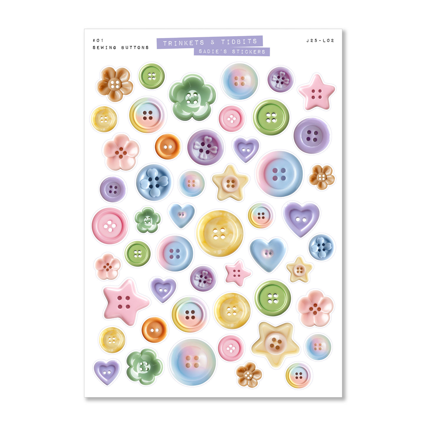 Sewing Buttons • Trinkets & Tidbits Deco Sticker Sheet – made590