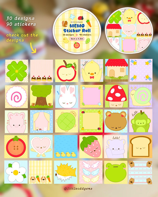 Little Odd Gems Memo Sticker Roll