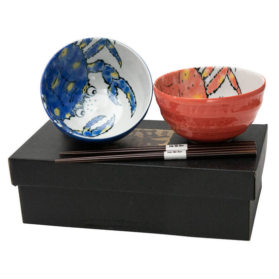 2 Bowl & Chopstick Set Crab