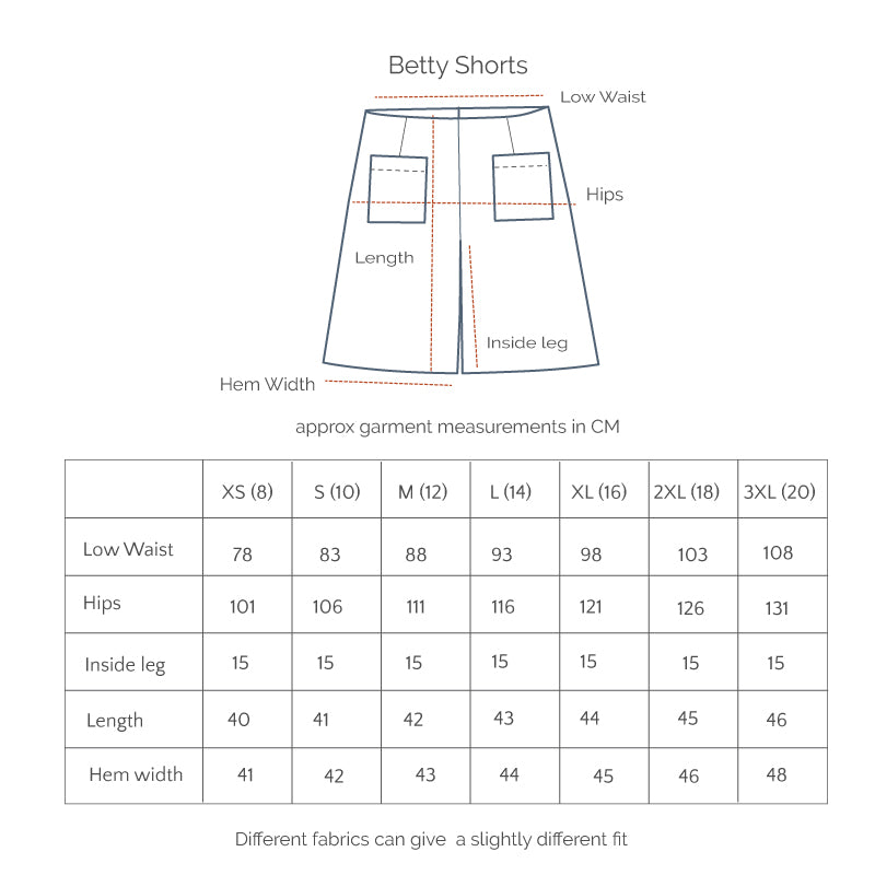 Betty Shorts - Woodcut Flowers in Navy & Lark