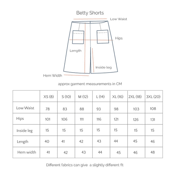 Betty Shorts - Woodcut Flowers in Navy & Lark