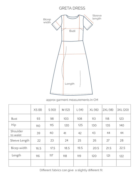 Greta Dress - Woodcut Flowers Lark on Navy