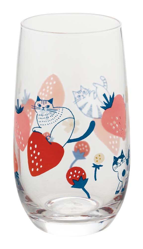 Cat Glass Tall Strawberry
