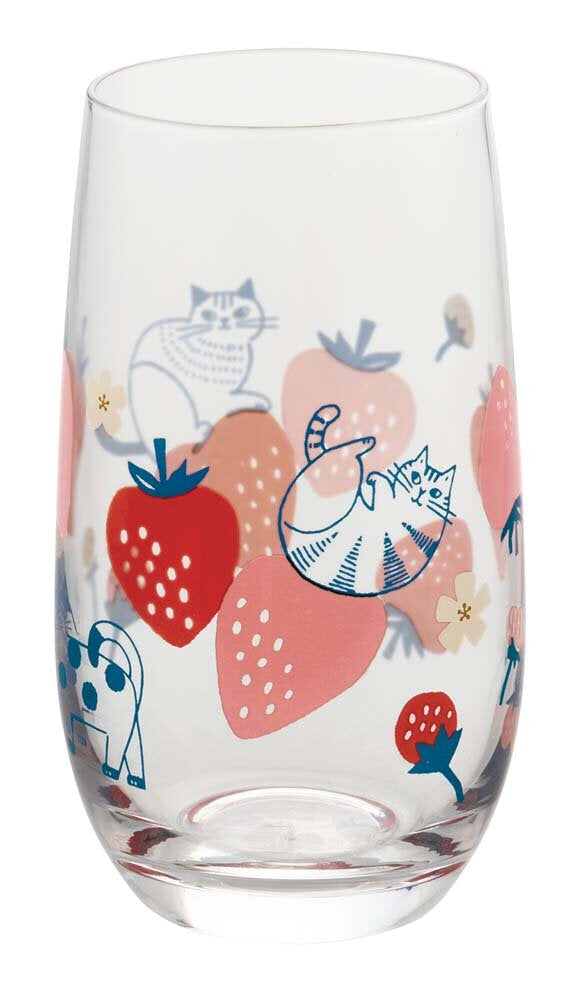 Cat Glass Tall Strawberry