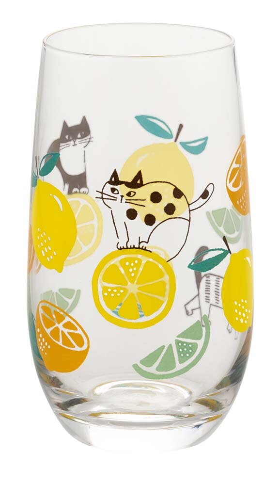 Cat Glass Tall Lemon