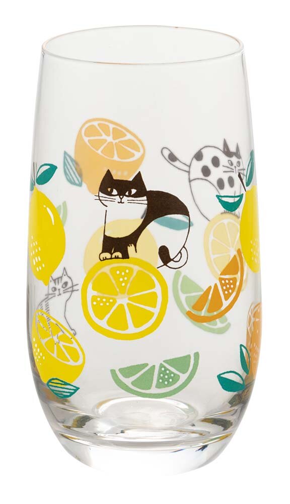 Cat Glass Tall Lemon